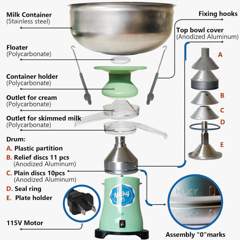 MilkyDay FJ 130 EPR Electric Cream Separator (115V, 130L/Hour)